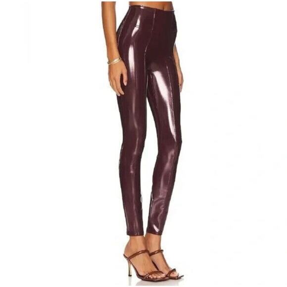 SPANX Faux Patent‎ Leather Liquid Glossy Leggings Ruby Red High Rise Size XS - Picture 1 of 12